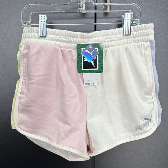 PUMA Chalk Pink elastic waist, hip pockets, side panel holographic logo - Picture 1 of 6